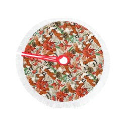 Christmas foxes-WAF Thick Fringe Christmas Tree Skirt 36"x36"