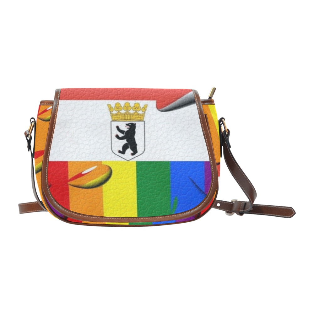 Berlin Pride Flag Pop Art by Nico Bielow Saddle Bag/Large (Model 1649)
