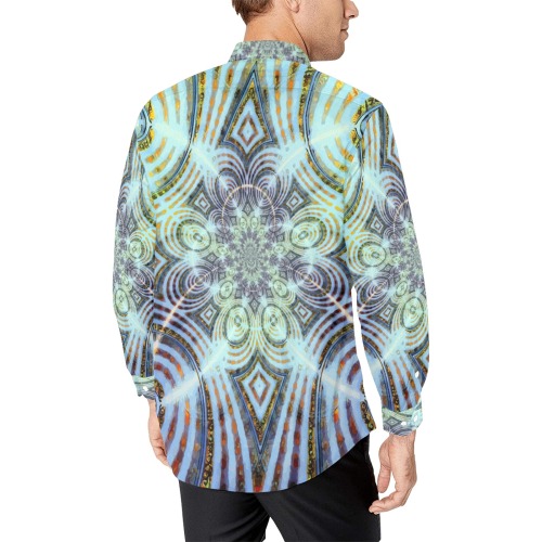 Spiral Love - rainbow fractal spiral Men's All Over Print Casual Dress Shirt (Model T61)
