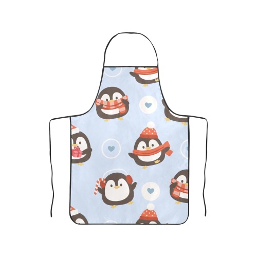 Cute Penguin Christmas Apron Women's Overlock Apron