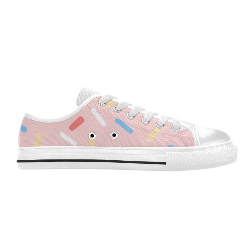 Confetti on Pastel Pink Low Top Canvas Shoes for Kid (Model 018)