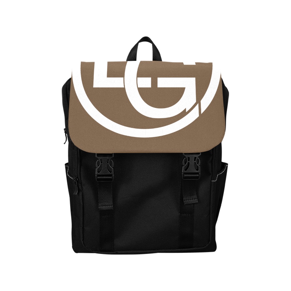 LG Circle White & Brown Casual Shoulders Backpack (Model 1623)