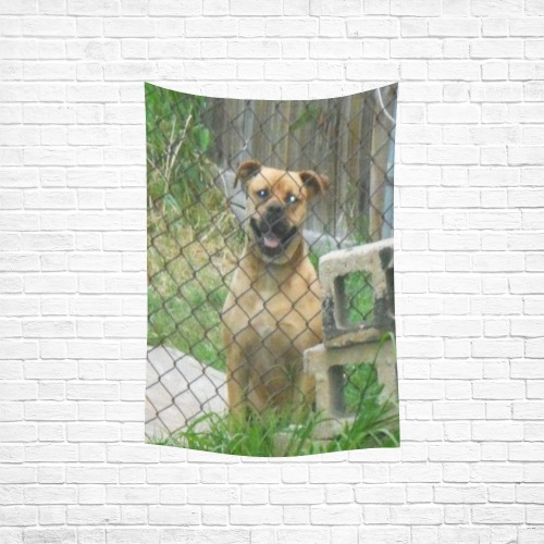 A Smiling Dog Cotton Linen Wall Tapestry 40"x 60"