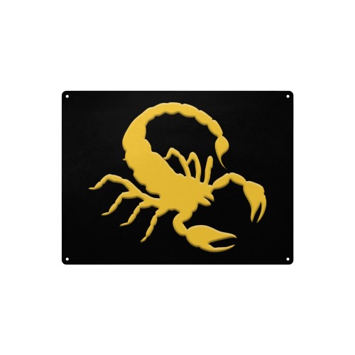 Yellow silhouette image of a scorpion creature.