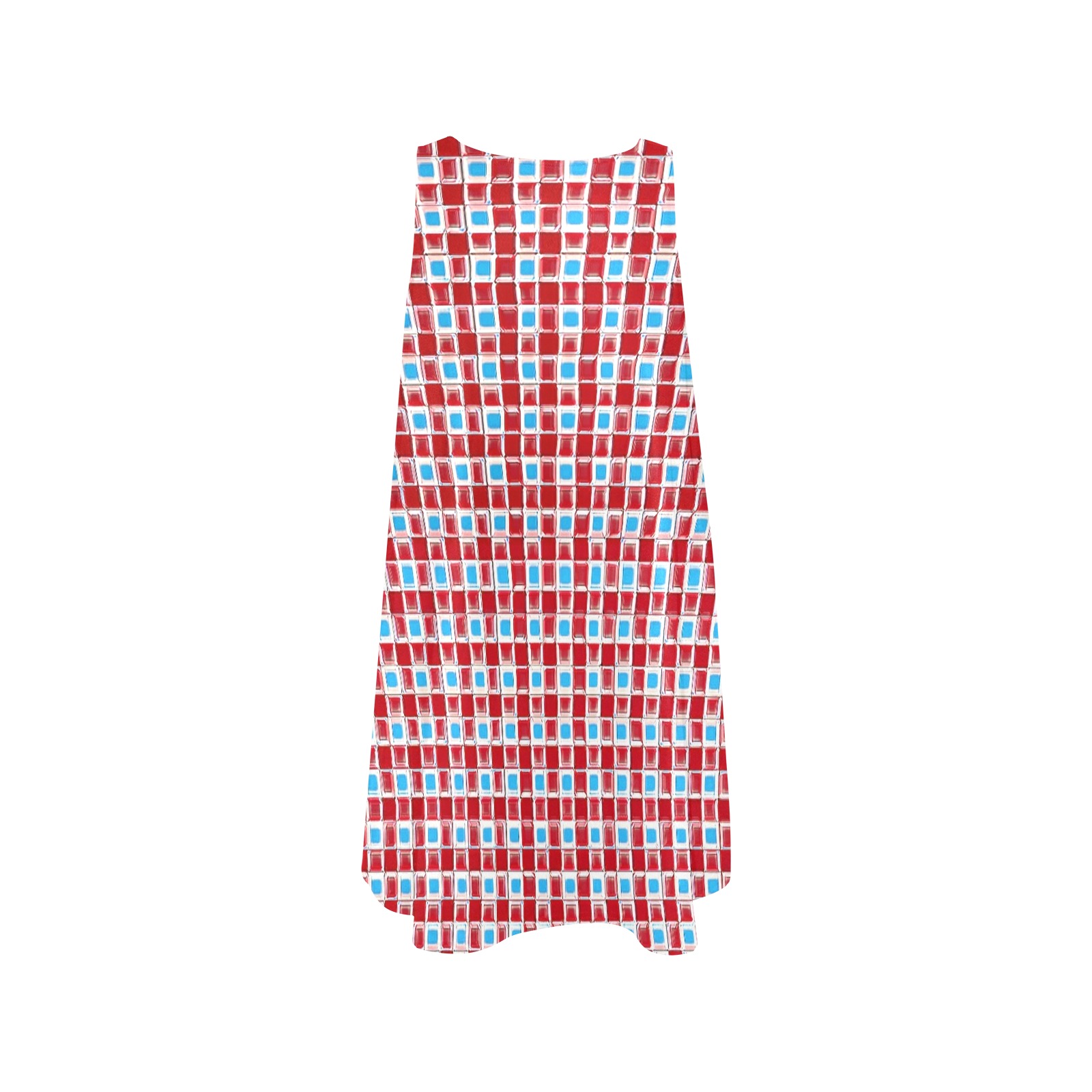 Rose Squares Sleeveless A-Line Pocket Dress (Model D57)