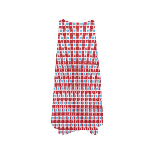 Rose Squares Sleeveless A-Line Pocket Dress (Model D57)