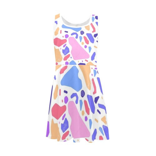 Colorful Spring Terrazo Pattern Girls' Sleeveless Sundress (Model D56)