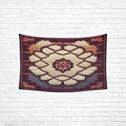 cream and burgundy flower, damask style Cotton Linen Wall Tapestry 60"x 40"