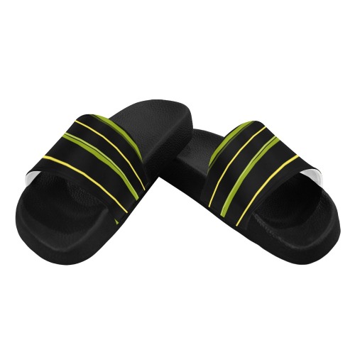 Green Stripes Women's Slide Sandals (Model 057)