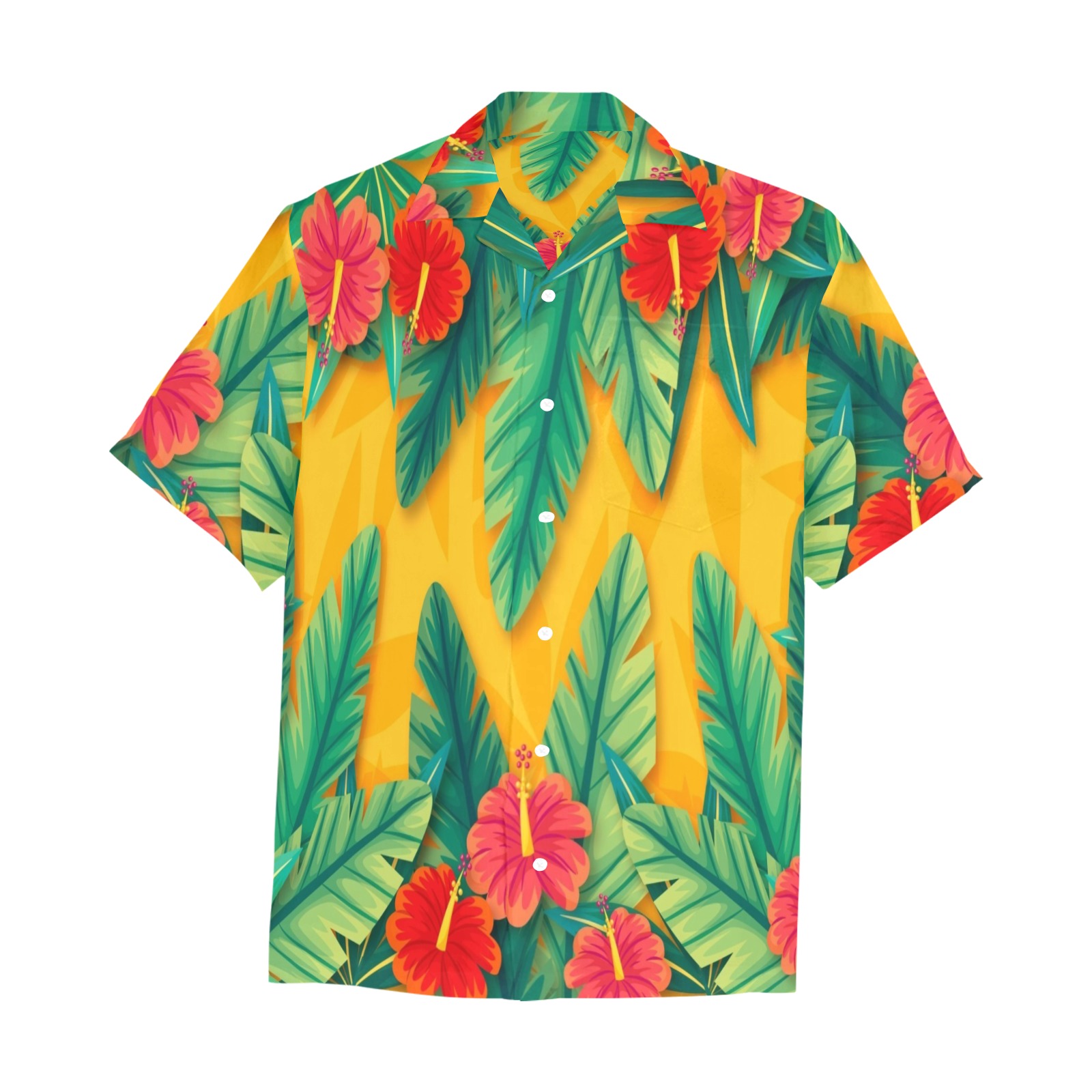 Tropical flowers hibiscus Collectable Fly Hawaiian Shirt with Chest Pocket&Merged Design (T58)