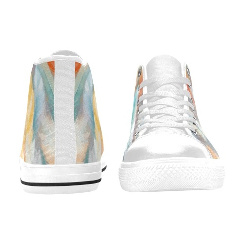 Charming feathers fantasy art. Chic pastel colors. Women's Classic High Top Canvas Shoes (Model 017)