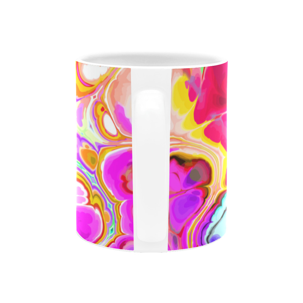 Funky Marble Acrylic Cellular Flowing Liquid Art White Mug(11OZ)