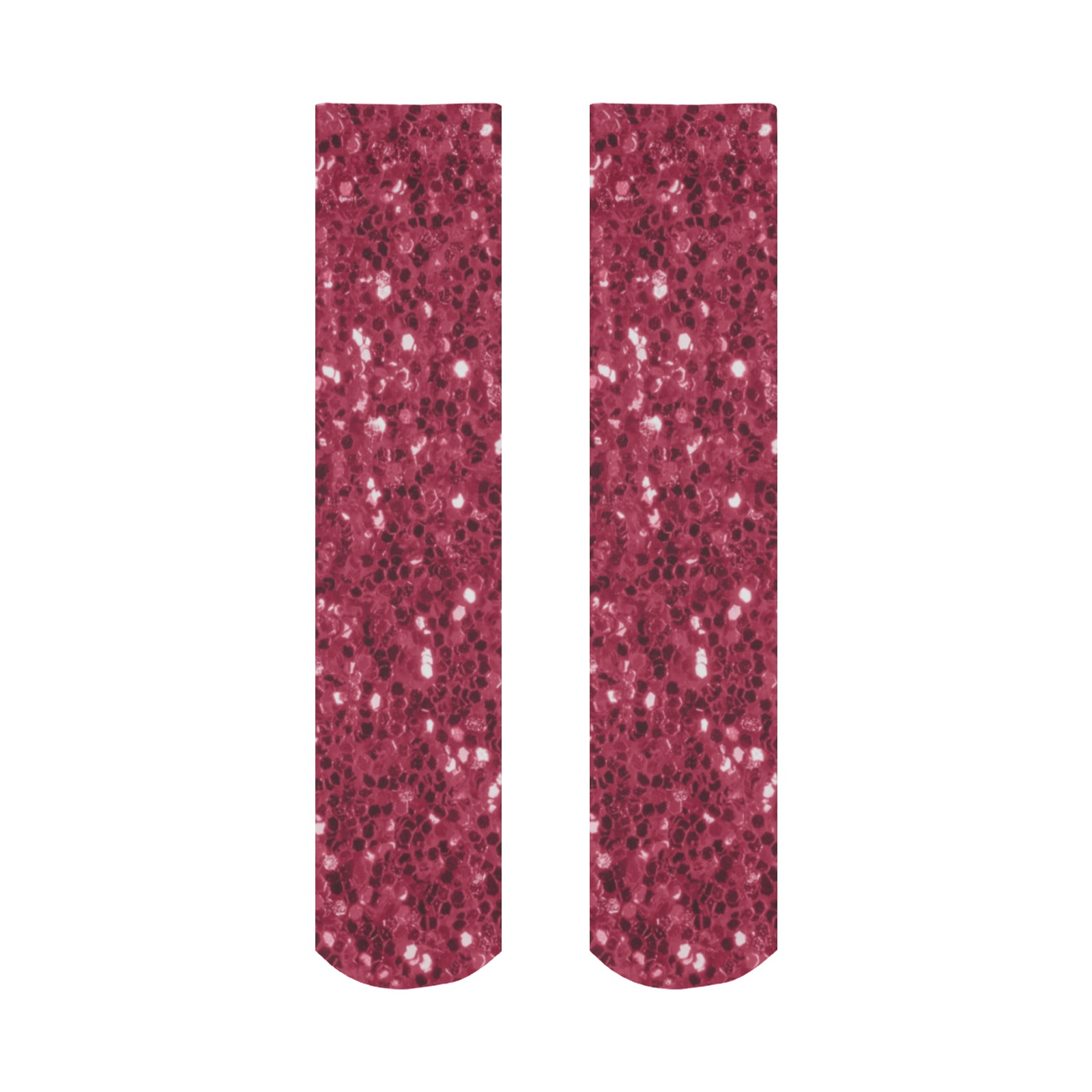 Magenta dark pink red faux sparkles glitter All Over Print Socks for Women
