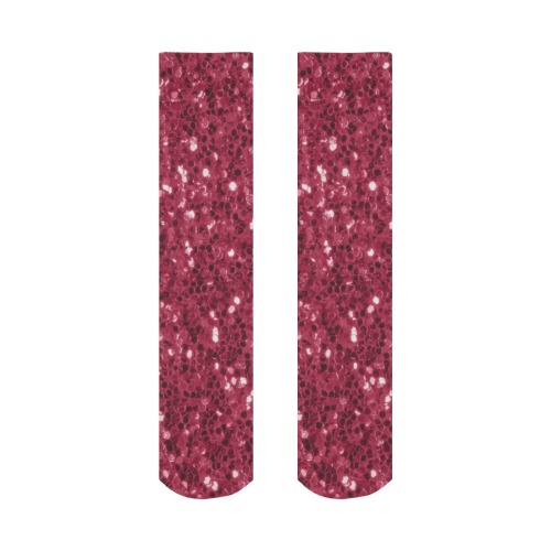 Magenta dark pink red faux sparkles glitter All Over Print Socks for Women
