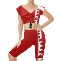 Canada Yoga Set Women's Crop Top Yoga Set