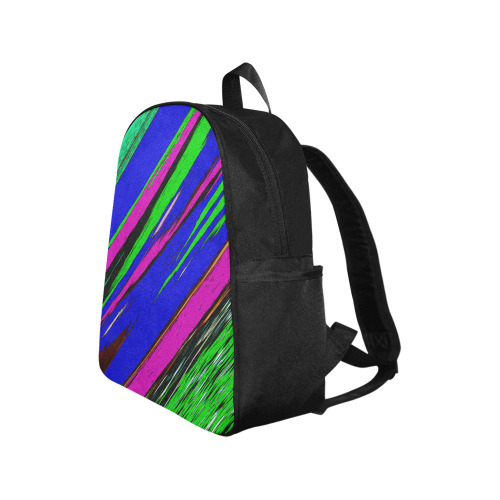 Diagonal Green Blue Purple And Black Abstract Art Multi-Pocket Fabric Backpack (Model 1684)