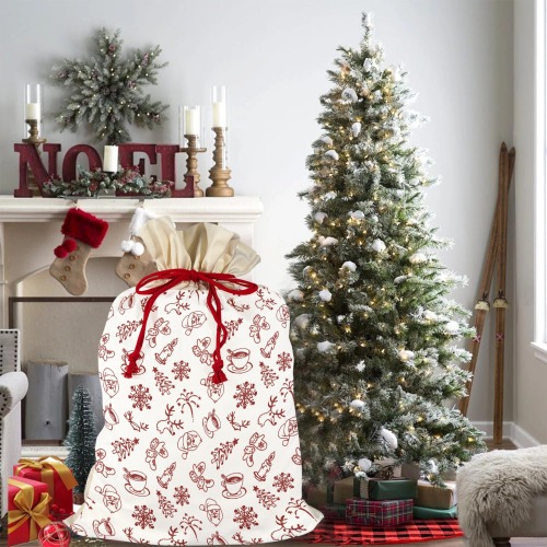 Christmas breakfast 3 Pack Santa Claus Drawstring Bags (Two Sides Printing)