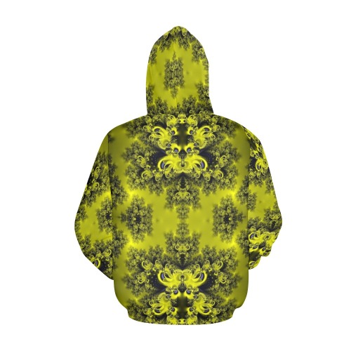 Summer Sunflowers Frost Fractal All Over Print Hoodie for Men (USA Size) (Model H13)