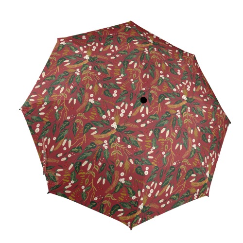 Winter nature red Semi-Automatic Foldable Umbrella (Model U12)