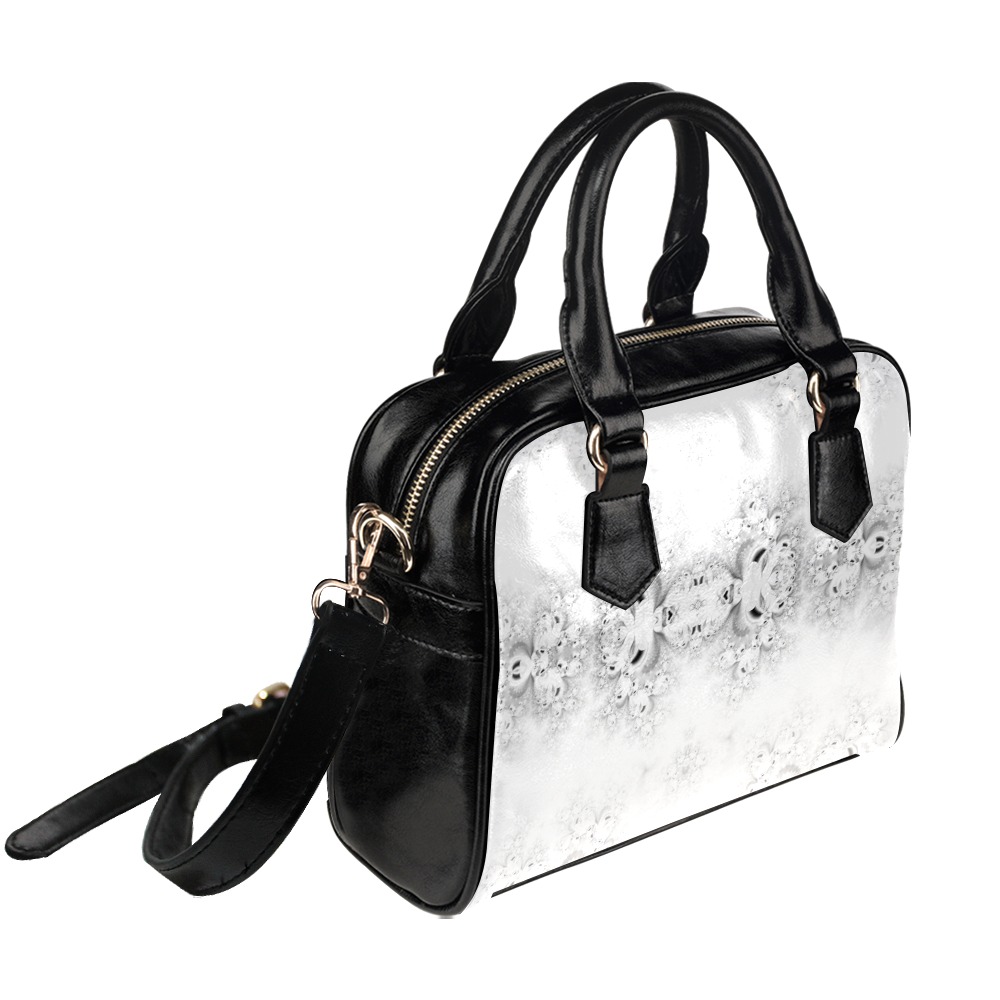 Snowy Winter White Frost Fractal Shoulder Handbag (Model 1634)