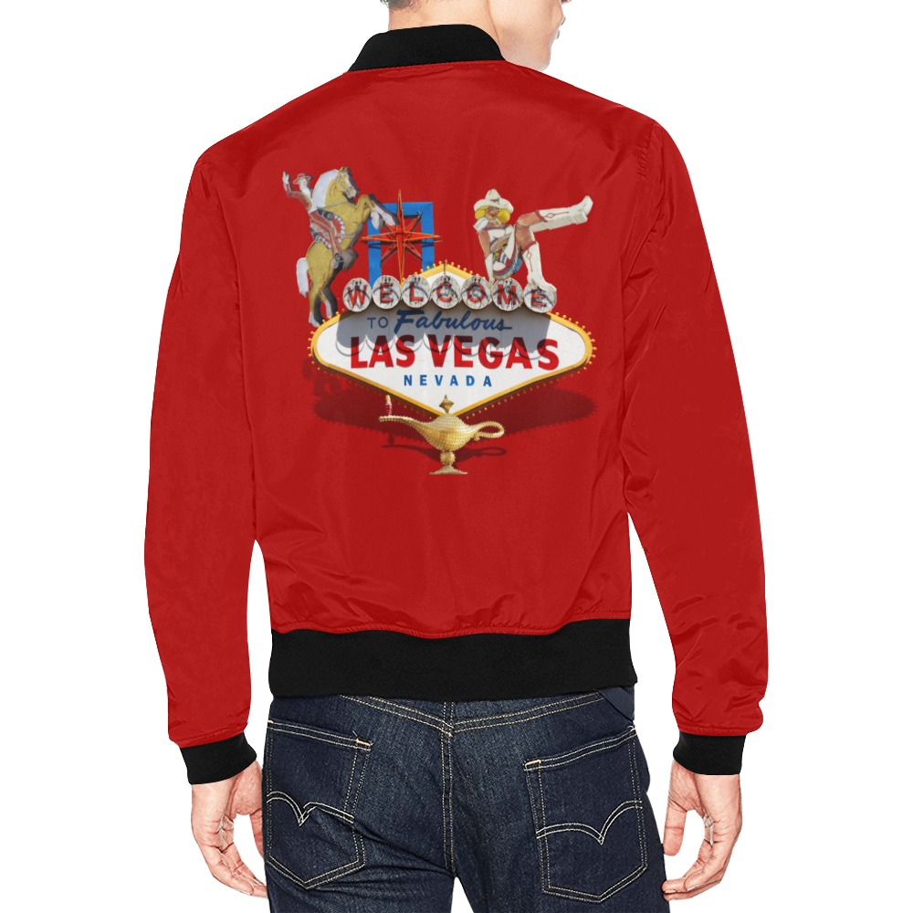 Las Vegas Welcome Sign Red All Over Print Bomber Jacket for Men (Model H19)