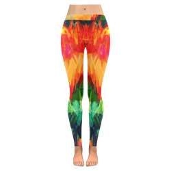 Colorful Painting Bushes Strokes Women's Low Rise Leggings (Invisible Stitch) (Model L05)