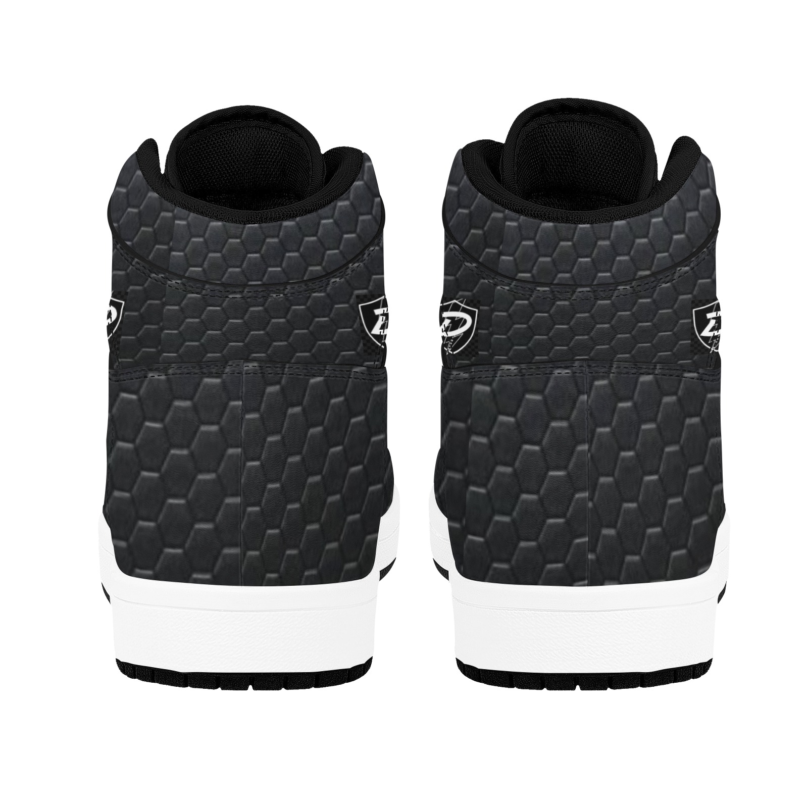 DIONIO - SKY MAGIC (Alt. Black Leather Version Black D Shield) Unisex High Top Sneakers (Model 20042)
