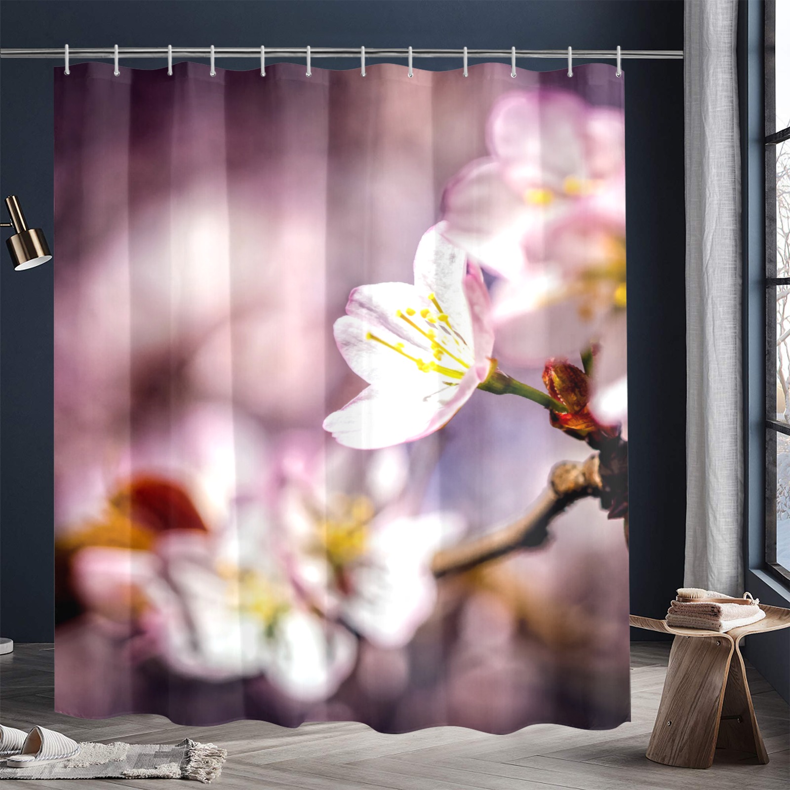Magic of a sakura cherry garden in Hanami season. Shower Curtain 72"x84"