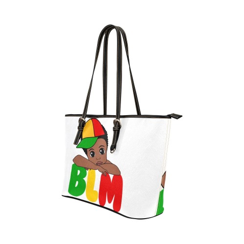 DKdesignSVG Cute Boy BLM JPG Leather Tote Bag/Small (Model 1651)