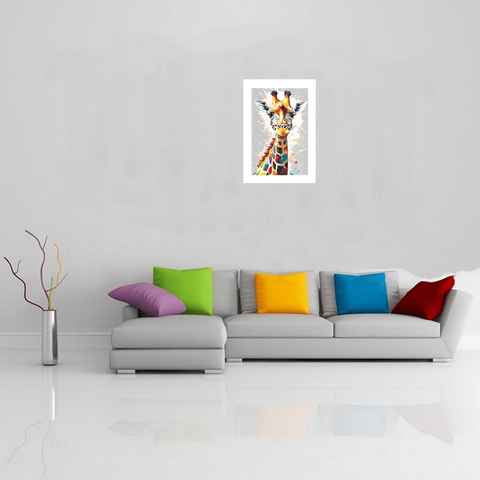 Charming giraffe animal, nice colorful fantasy art Art Print 19‘’x28‘’