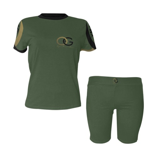 Green Shirt & Shorts set Women's Short Yoga Set