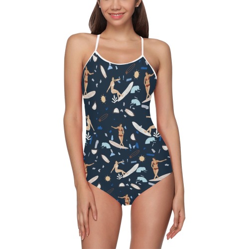 Surfing the terrazzo sea 2 Strap Swimsuit ( Model S05)