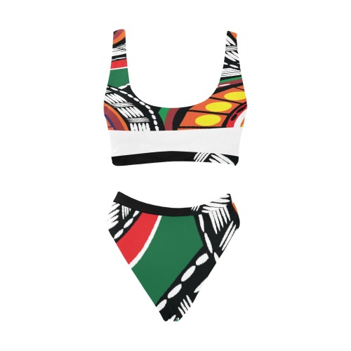 Tribal Sport Top & High-Waisted Bikini Swimsuit (Model S07)
