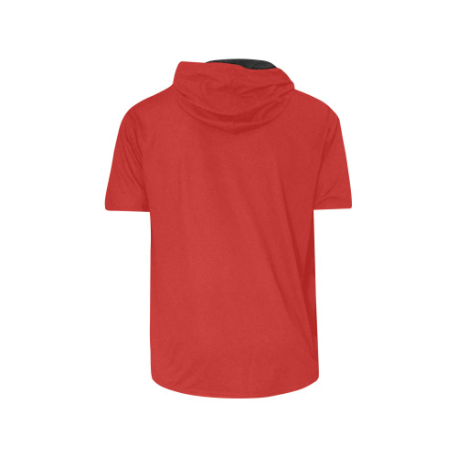 red All Over Print Short Sleeve Hoodie for Men (Model H32)