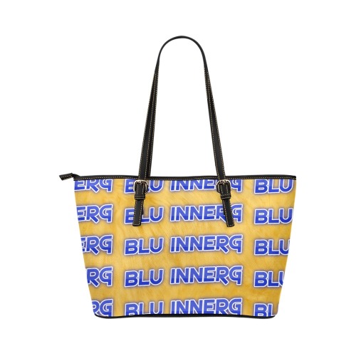 Yellow/Blue Blu InnerG Leather Tote Bag/Large (Model 1651)