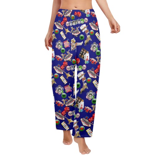 Las Vegas Icons on Blue Women's Pajama Trousers without Pockets