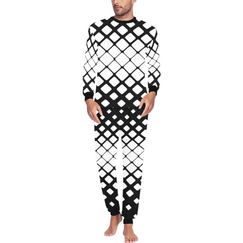 BLACK AND WHITE PATTERN Men's All Over Print Pajama Set