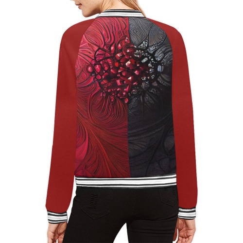 red and black shield All Over Print Bomber Jacket for Women (Model H21)