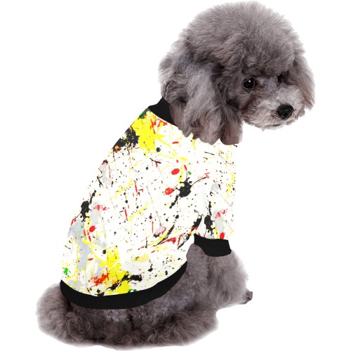 Yellow & Black Paint Splatter Pet Dog Round Neck Shirt