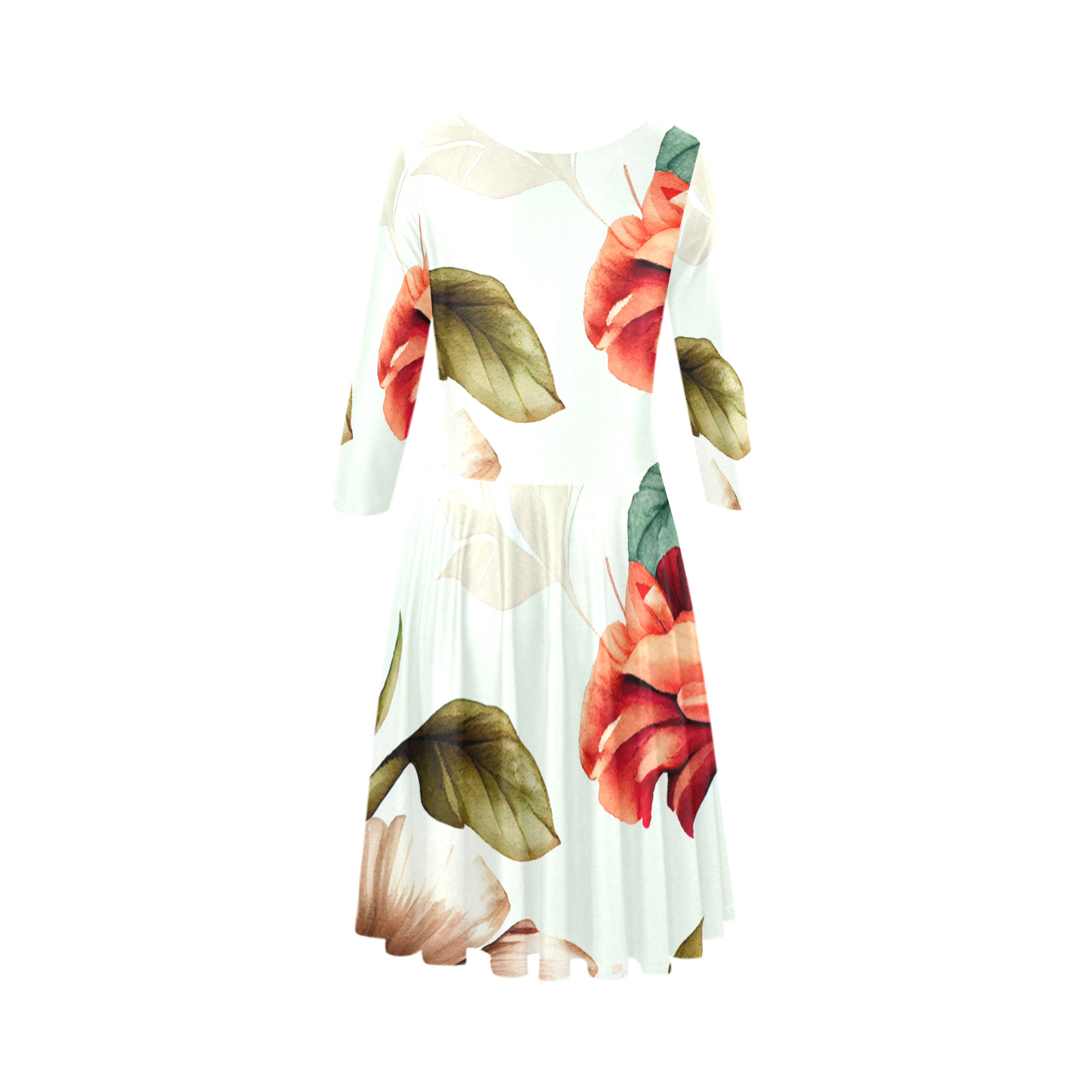 flowers botanic art (4) dress fashion Tethys Half-Sleeve Skater Dress(Model D20)