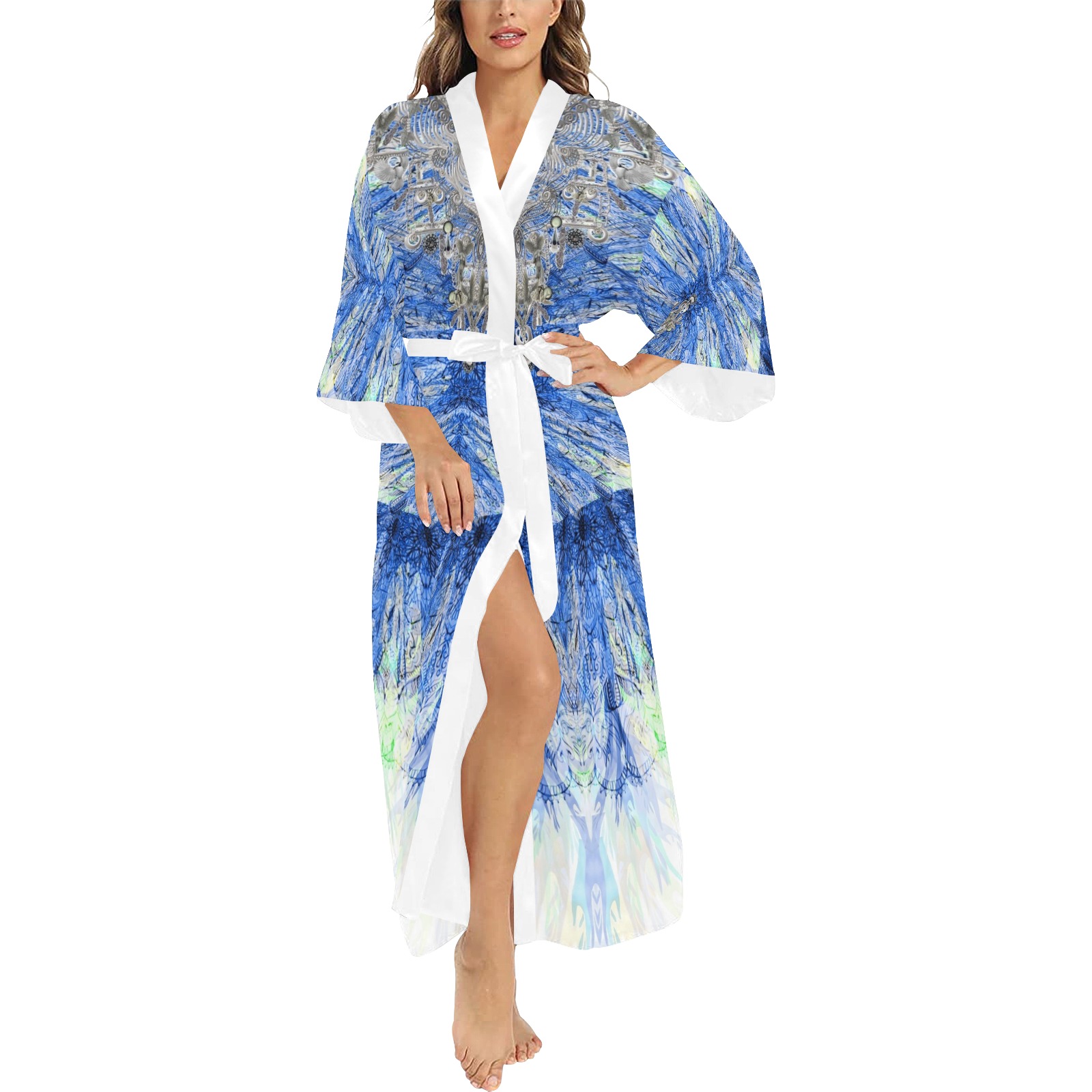 eagle 2- r n front Long Kimono Robe