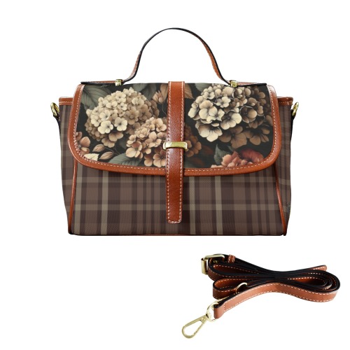 Fall Plaid Floral Satchel Bag