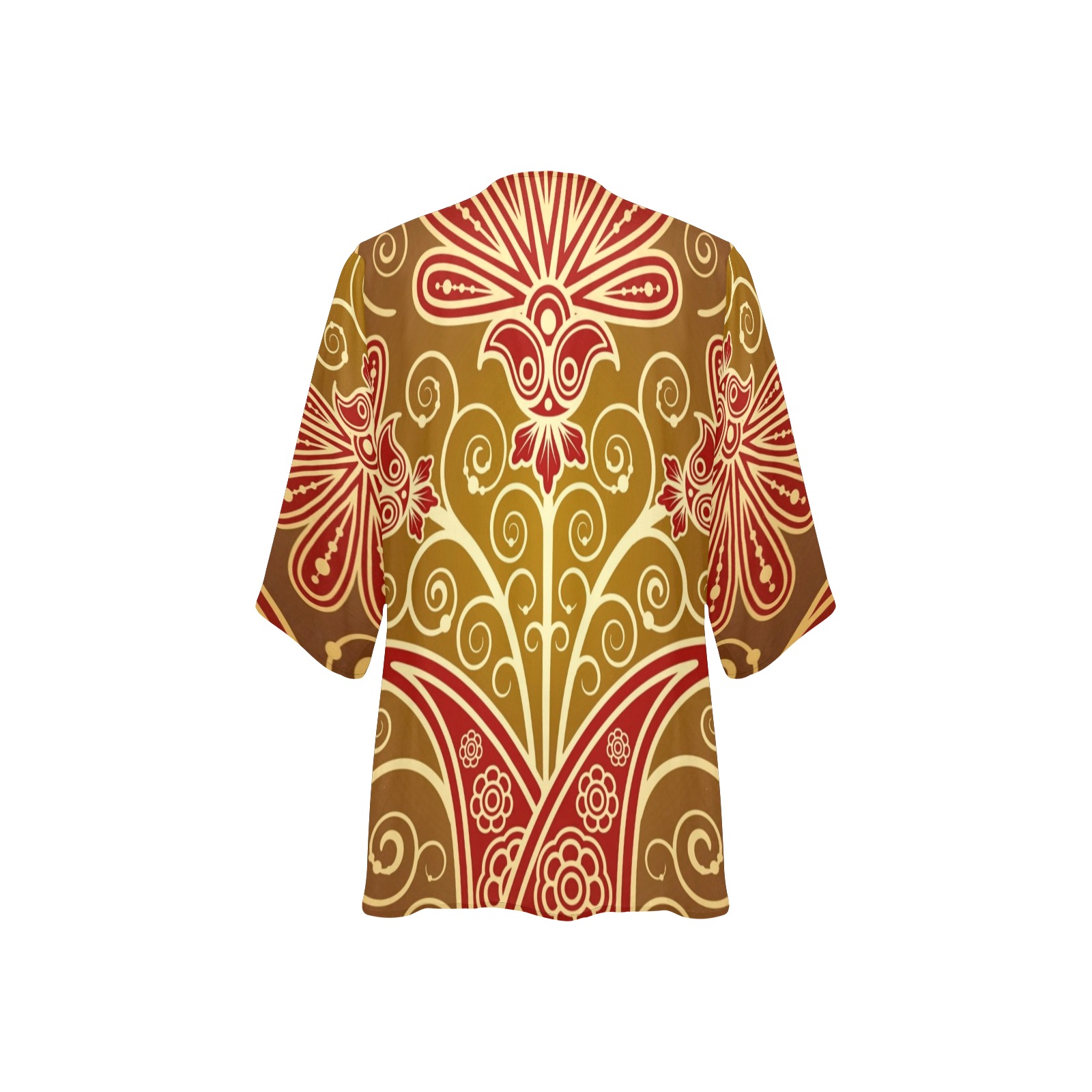 Lotus Flower Mandala Pattern Women's Kimono Chiffon Cover Ups (Model H51)