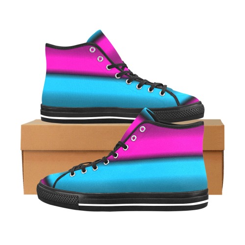 Pink & Blue Horizontal Stripes Vancouver H Women's Canvas Shoes (1013-1)