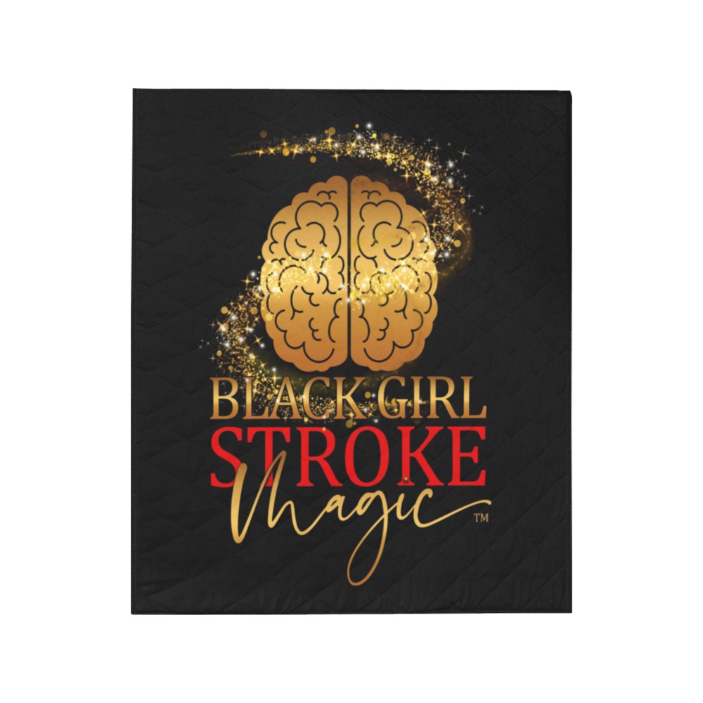 Black Girl Stroke Magic Logo Black Background (1) Quilt 50"x60"