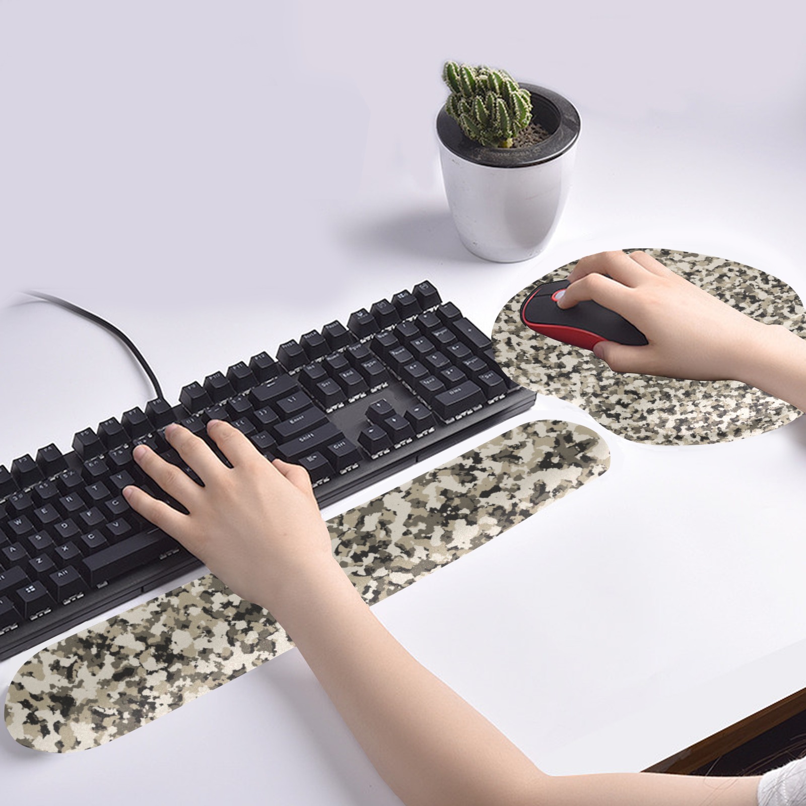 Sand camo Keyboard Mouse Pad Set with Wrist Rest Support