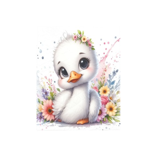 Watercolor Baby Swan 3 Quilt 40"x50"