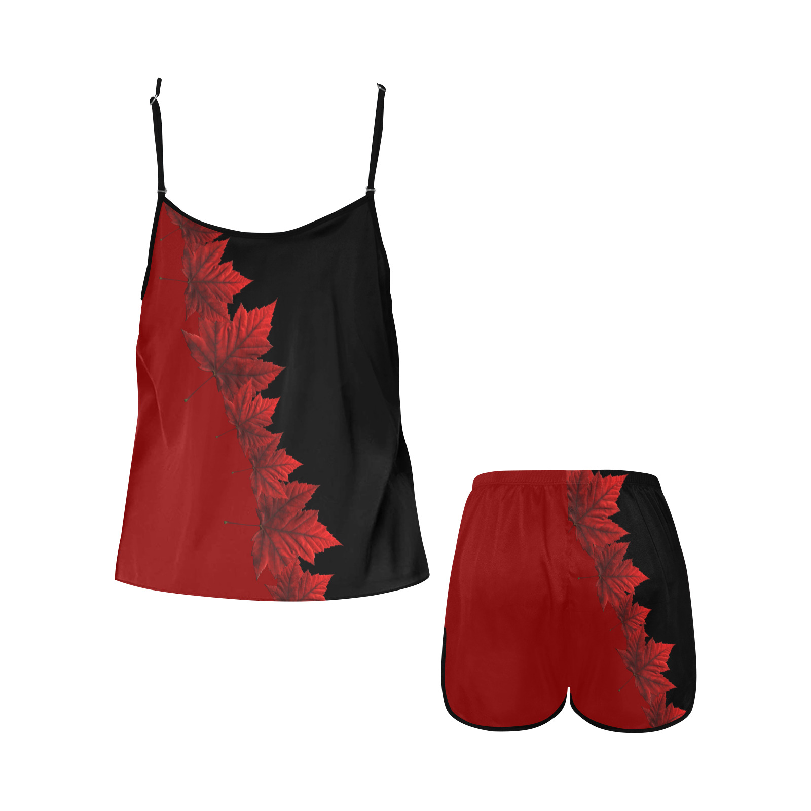 Canada Maple Leaf Women's Spaghetti Strap Short Pajama Set