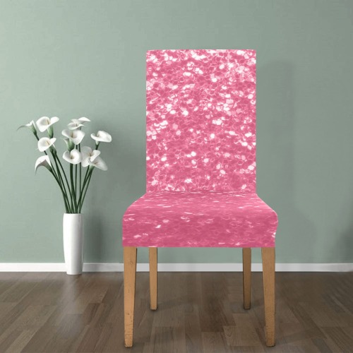 Magenta light pink red faux sparkles glitter Chair Cover (Pack of 6)