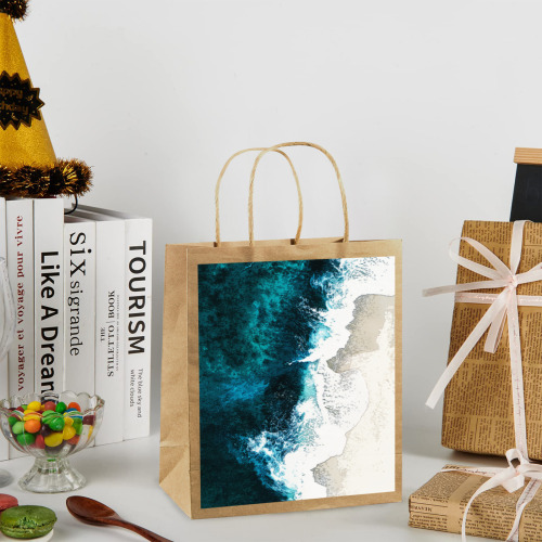 Ocean And Beach Kraft Paper Shopping Bag (One-Sided Printing)